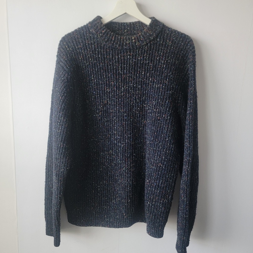 COS women's Speckled Chunky-Knit Jumper size S chunky-rib round neck long sleeve